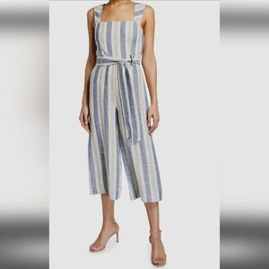 Striped Blue and Cream Jumpsuit